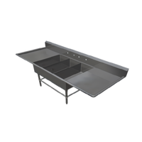 John Boos Pro-Bowl 3-Compartment Platter Sink with Left and Right Drainboards, 105-1/4 Inch Wide
