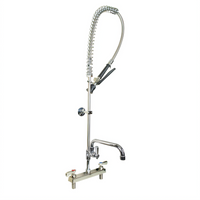 BK Resources Evolution Deck-Mount Pre-Rinse Assembly with Add-On Faucet and 12-Inch Swing Spout, 8-Inch On Center