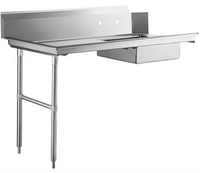 48-Inch Soiled Dish Table with Left-Side Sink and 10-Inch Splash, Stainless Steel