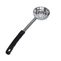 Crestware 6 oz Perforated Portion Control Serving Spoon, 18/8 Stainless Steel, Black Handle