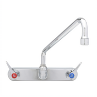 T&S Brass B-1128-CR Wall-Mount Workboard Faucet with 8-Inch Centers, 12-Inch Convertible Swing Spout, 2.2 GPM Aerator
