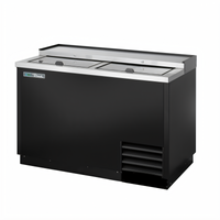 True TD-50-18-HC Flat Top Bottle Cooler with Stainless Steel Countertop and Dual Lids