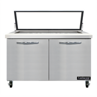 Continental Refrigerator SW48N18M-HGL Mighty Top 48-Inch Two-Section Sandwich Unit Refrigerator with Hinged Glass Lid