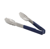 Jacob's Pride® 9-1/2 Inch One-Piece Utility Tongs — Blue Kool-Touch® Antimicrobial Handle
