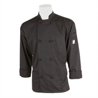 Mercer Culinary Millennia Unisex Long Sleeve Chef Jacket with 8 Cloth Knot Buttons, Black, 3X