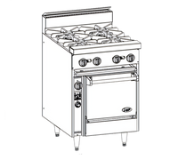 Bistro 24-Inch Gas Restaurant Range with 4 Open Burners and Cabinet Base