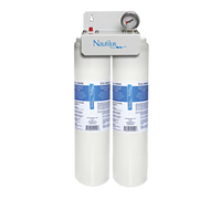 Double Head Ice Maker Water Filter Manifold with Pressure Gauge, 4.2 GPM, 0.5 Micron