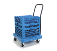OptiClean Blue Polypropylene Glass Rack Dolly with Push Handle, 350 lb Capacity