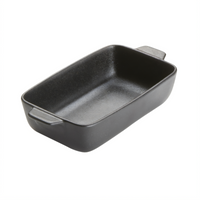 American Metalcraft Rectangular Porcelain Casserole Dish with Handles, 20 oz., Black Matte Finish