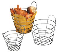 7-Inch Round Chrome Wire Serving Basket with Loop Handles