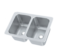 Drop-In Two-Compartment Self-Rimming Sink, 20-Gauge 304 Stainless Steel