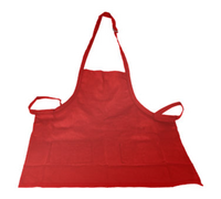 Red Cotton/Poly Twill Two-Pocket Bib Apron, 25-1/2 Inch W x 29 Inch L