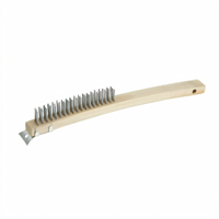 Winco 14-Inch Wire Bristle Scratch Brush with Scraper and Wood Handle
