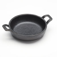 American Metalcraft 8.5 oz Round Pre-Seasoned Cast Iron Casserole with Handles, Black