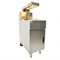 Omcan USA Stainless Steel Floor-Standing Chip Dump Station with 2 Halogen Heat Lamps