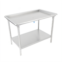 John Boos 72-7/8 Inch x 30-3/8 Inch 16-Gauge Stainless Steel Dish Sorting Table with Raised Edge and Undershelf