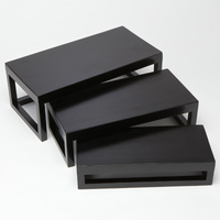 American Metalcraft 3-Piece Rectangular Black Wood Buffet Riser Set