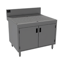 Advance Tabco Prestige Supreme 42-Inch Stainless Steel Underbar Drainboard Cabinet with Removable Hinged Doors and 7-Inch Backsplash