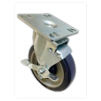 Sapphire Universal Swivel Square Plate Caster Set, 5-Inch Polyurethane Wheels, 3-1/2 x 3-1/2 Plate, Set of 4 with Locks