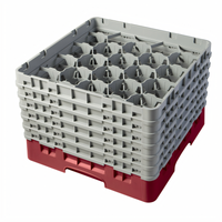 Cambro Camrack® Full Size 20-Compartment Glass Rack, Cranberry, with Soft Gray Extenders