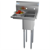 KoolMore 23-Inch 1-Compartment Stainless Steel Commercial Sink with Left Drainboard and Backsplash