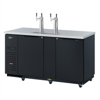 Turbo Air Super Deluxe 69-Inch 3-Keg Beer Dispenser with Dual Double-Faucet Beer Towers, Black Vinyl Exterior