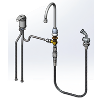 T&S Brass Side Mount Single Lever Mixing Faucet with Remote On/Off Control, 6-Inch Swivel Gooseneck and Spray Valve