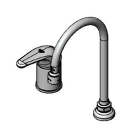 T&S Brass Side Mount Manual Faucet with Swivel Gooseneck, 0.5 GPM Laminar Outlet, and Cerama Cartridge