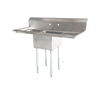 Omcan USA 1-Compartment Commercial Pot Sink with Left and Right Drainboards, 18 x 18 x 11-Inch Bowl