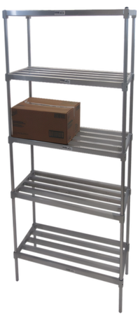 5-Shelf Adjustable Tubular Aluminum Commercial Shelving Kit, 36 x 24 x 72 Inches