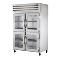 True SPEC Series Two-Section Reach-In Heated Holding Cabinet with Glass Half Swing Doors
