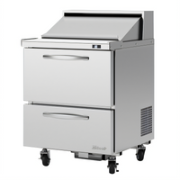 Turbo Air PRO Series 27-1/2-Inch 1-Section 2-Drawer Sandwich/Salad Prep Table with 8-Pan Capacity