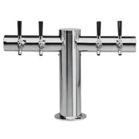 Metropolis 24-Inch Wide T-Style Countertop Glycol-Cooled Draft Beer Tower with 4 Faucets