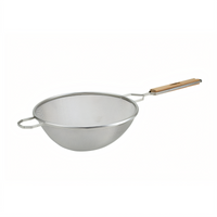 Winco Fine Mesh Stainless Steel Strainer with Flat Wooden Handle