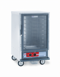 Metro C5 1 Series Half-Height Mobile Non-Insulated Heated Holding Cabinet with Clear Polycarbonate Door and Fixed Wire Slides, 120V