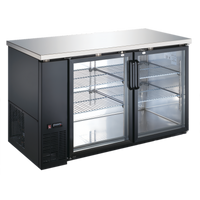 Black Diamond 59-Inch Back Bar Bottle Cooler with 2 Glass Doors, 19 Cu. Ft.
