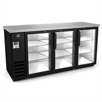 Kelvinator Commercial 73-Inch 3-Door Glass Back Bar Refrigerator with Stainless Steel Worktop