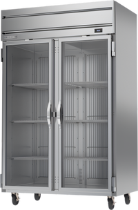 Beverage-Air Horizon Series Two-Section Glass Door Reach-In Refrigerator, 46.88 Cu. Ft., Top-Mounted Self-Contained
