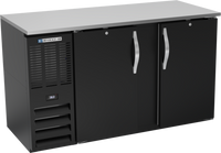 Beverage-Air BBN58HC-F-B 58-Inch Two-Section Food-Rated Shallow-Depth Back Bar Refrigerator with Solid Doors