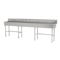 Advance Tabco Multiwash Freestanding Multi-Station Hand Sink with Splash-Mount Faucet Provision, 120-Inch Wide