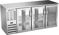 Beverage-Air 72-Inch Three-Section Pass-Thru Back Bar Refrigerator with Sliding Glass Doors