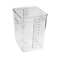 Rubbermaid Commercial Space Saving 22 Quart Clear Square Polycarbonate Food Storage Container, Lid Not Included
