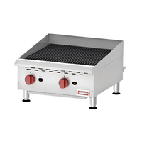 Omcan 24-Inch Countertop Gas Charbroiler, 2 Burners, Stainless Steel