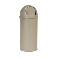 Rubbermaid Commercial Marshal Classic 15 Gallon Round Bathroom Trash Can with Dome Lid, Beige