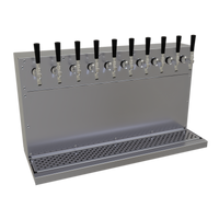 Glastender 10-Faucet Wall Mount Air-Cooled Draft Dispensing Tower, Stainless Steel
