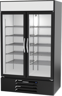 Beverage-Air MarketMax™ Two-Section Reach-In Wine Merchandiser, Bottom-Mount Refrigeration, Hinged Glass Doors, 40.2 Cu. Ft., Black Exterior