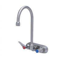 T&S Brass EverSteel 4-Inch Wall Mount Workboard Mixing Faucet with 5 3/4-Inch Swivel Gooseneck