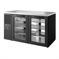 True Premier Bar 60-Inch Pass-Thru 2-Section Refrigerated Back Bar Cooler with 4 Glass Doors