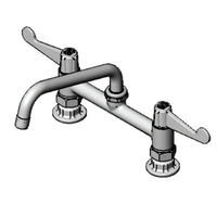 Equip 8-Inch Deck Mount Mixing Faucet with 8-Inch Swing Nozzle and Wrist Handles