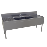 Glastender TSB-72-S 72-Inch Underbar Three-Compartment Stainless Steel Sink with Left and Right Drainboards